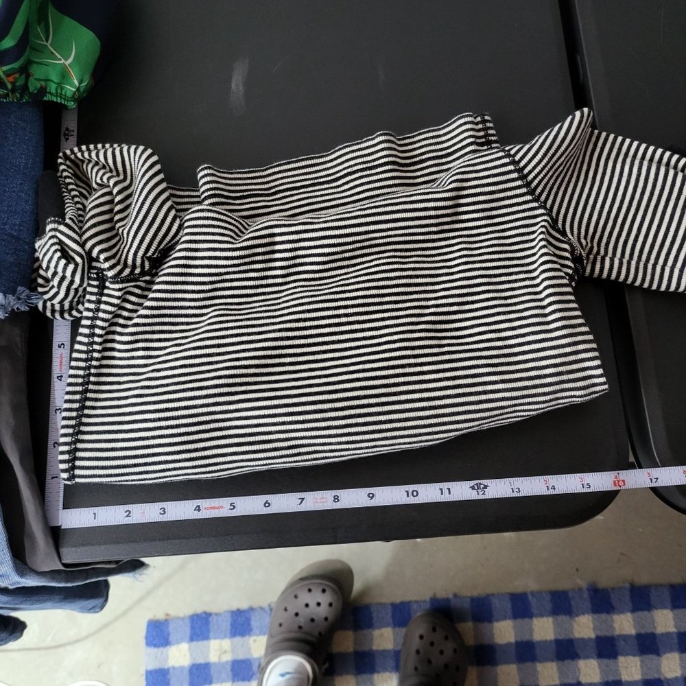 LRL Lauren Jeans Co‎ Ralph Lauren Women Striped Cowl Neck Shirt Petite Medium - Picture 8 of 10